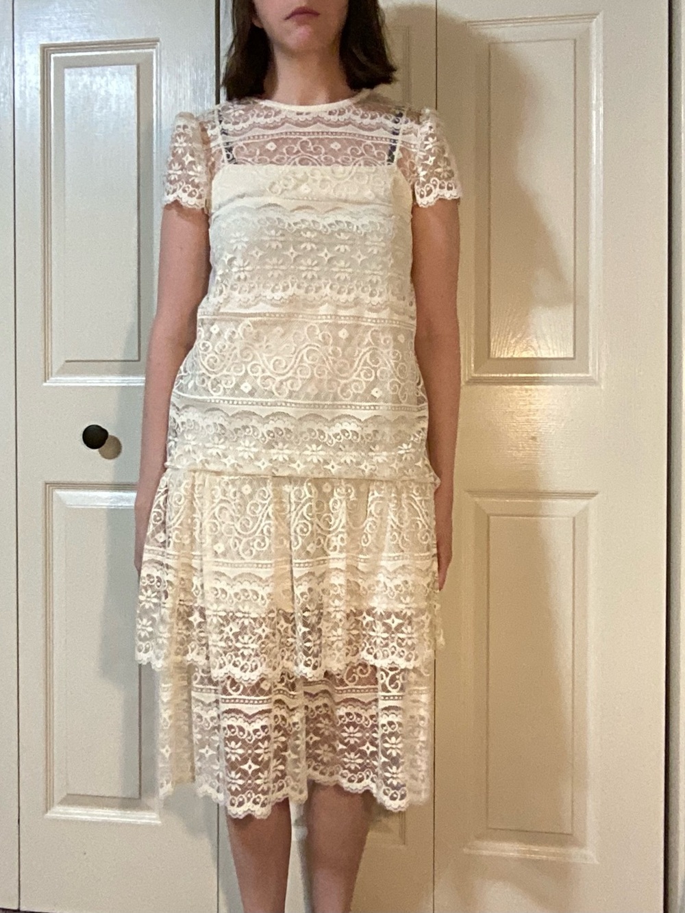 Vintage White Lace Slip Dress W/ Top by GlenRob